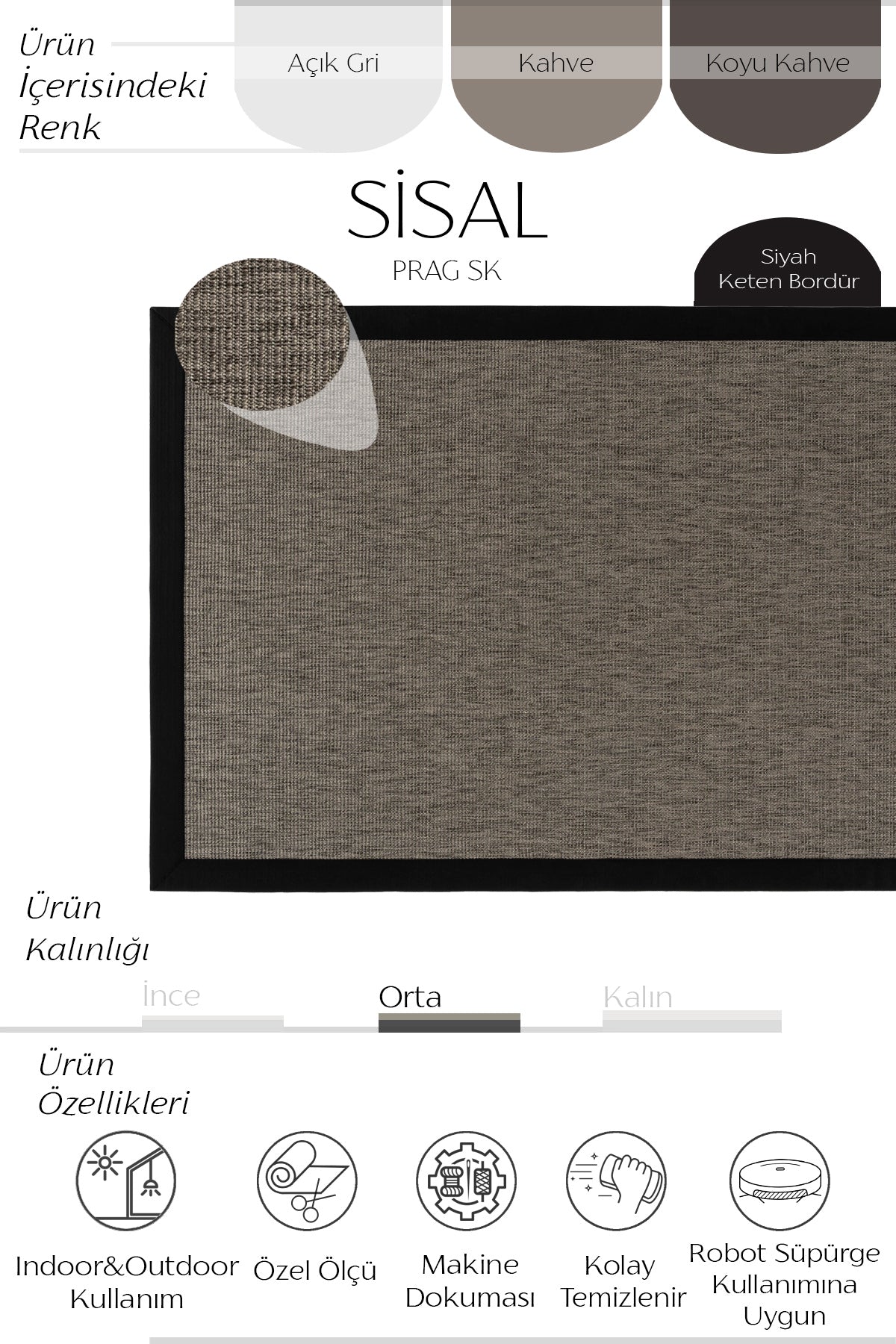 Prag Keten Bordürlü Sisal Halı | Sisalart — 7