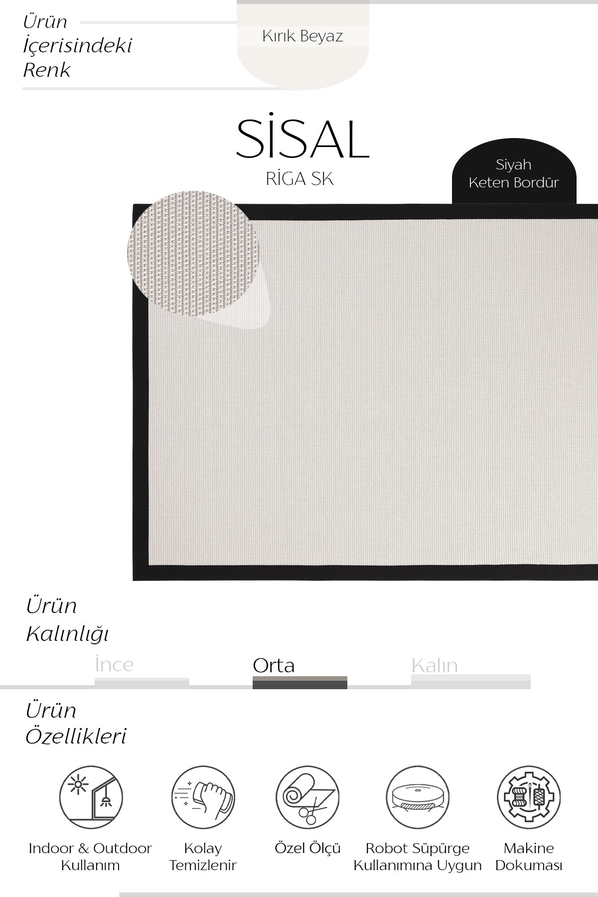 Riga Keten Bordür Sisal Halı | Sisalart ikinci görsel