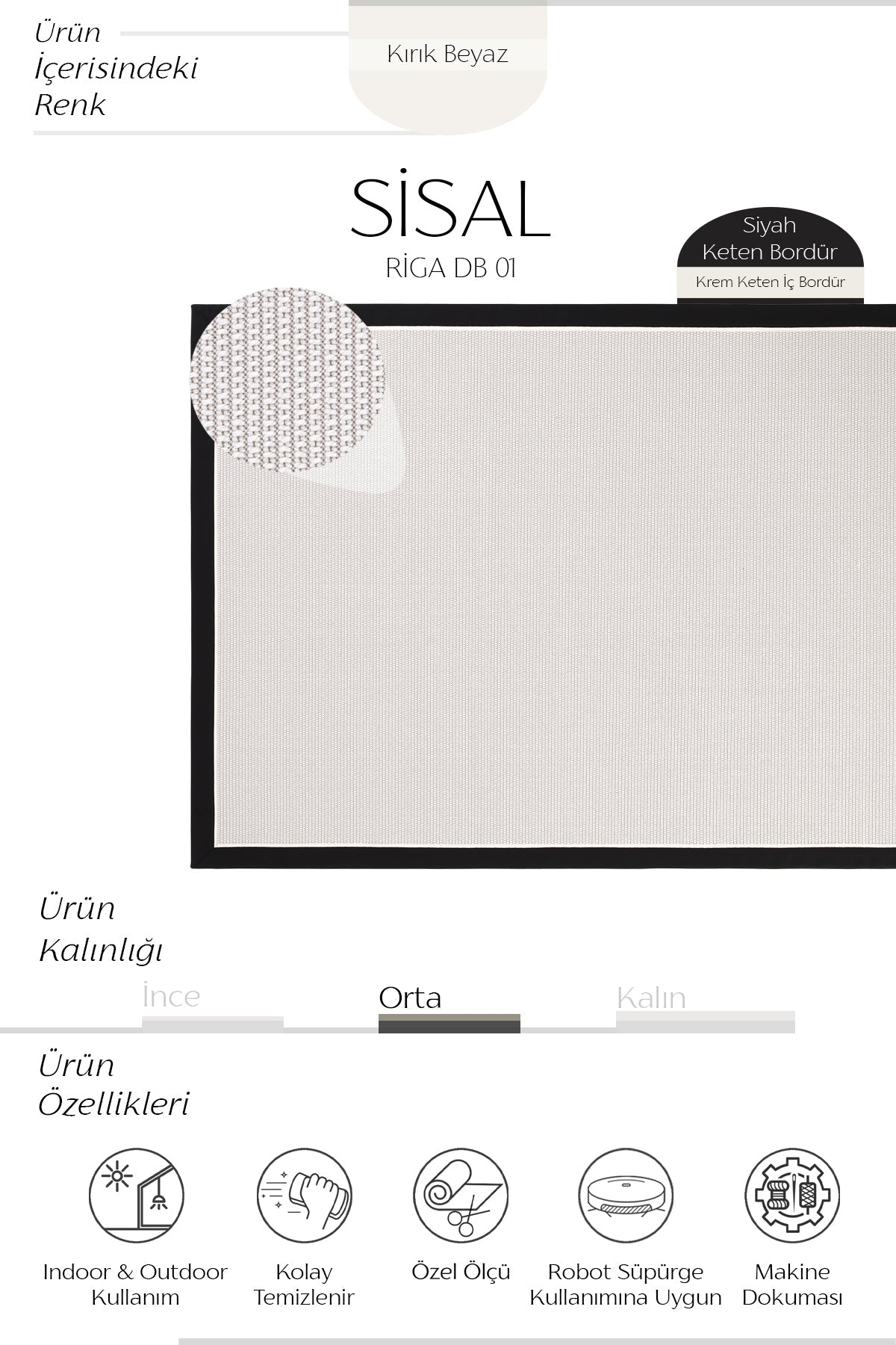 Riga Keten Çift Bordürlü Sisal Halı | Sisalart ikinci görsel