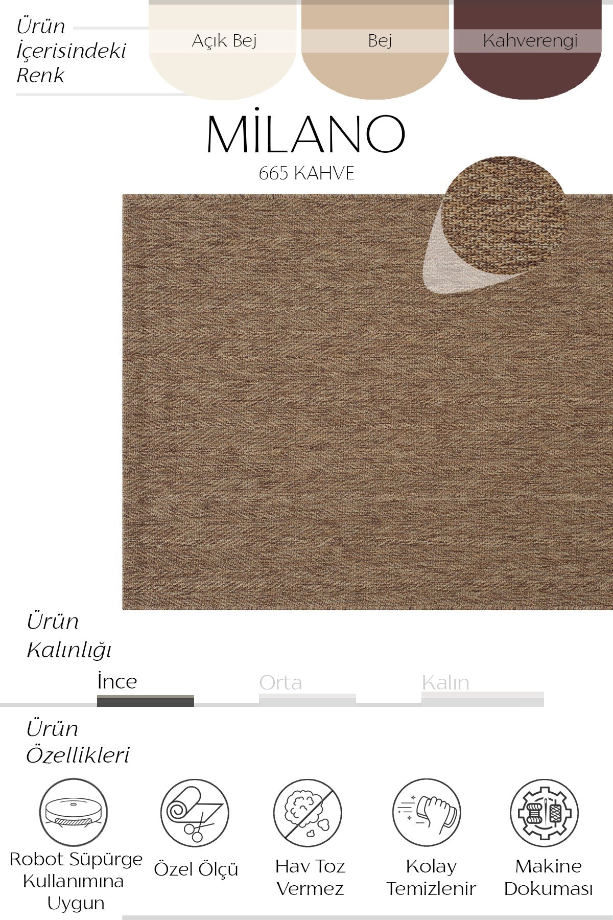 Sisalart Milano 665 Kahve Sisal Katlama Halı ikinci görsel