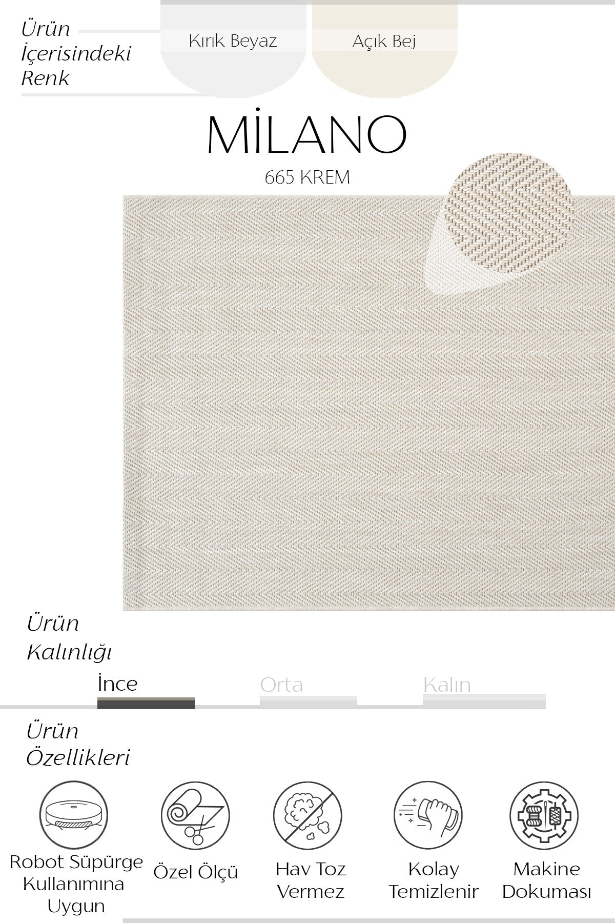 Sisalart Milano 665 Krem Sisal Katlama Halı — 6